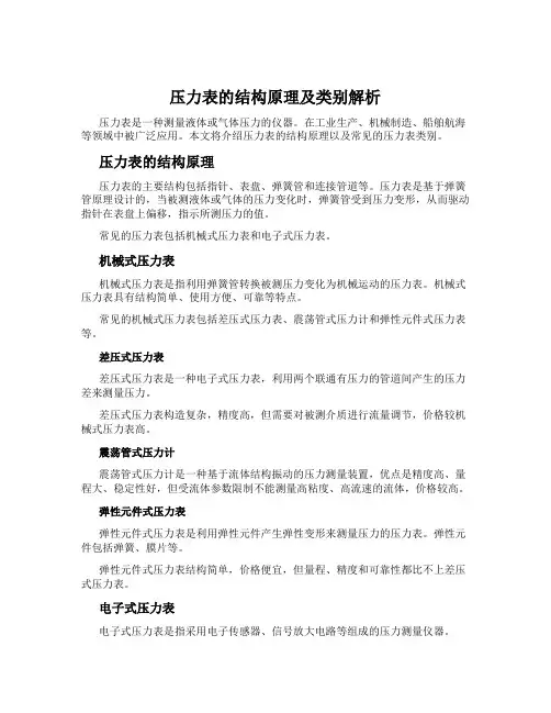 压力表的结构原理及类别解析