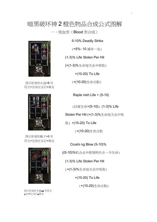 暗黑破坏神2橙色物品合成公式定理图案详解