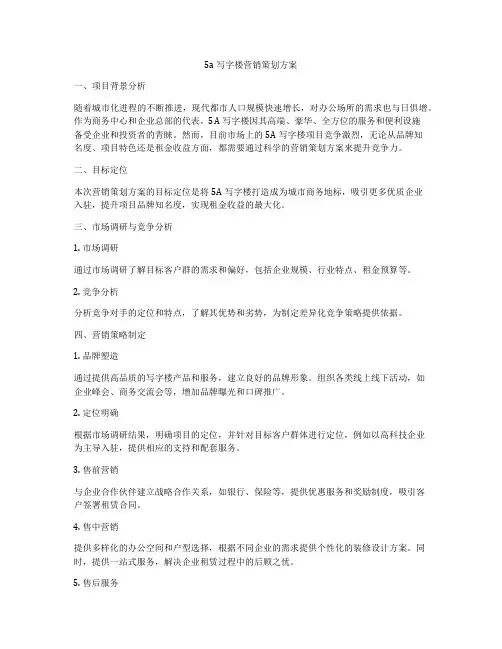 5a写字楼营销策划方案