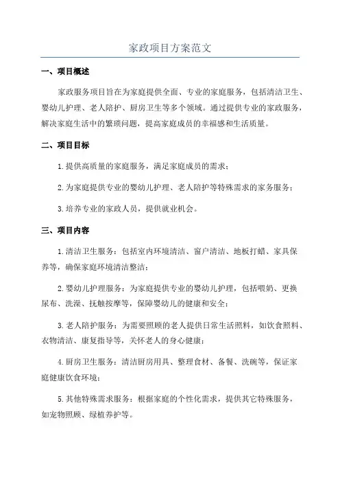 家政项目方案范文