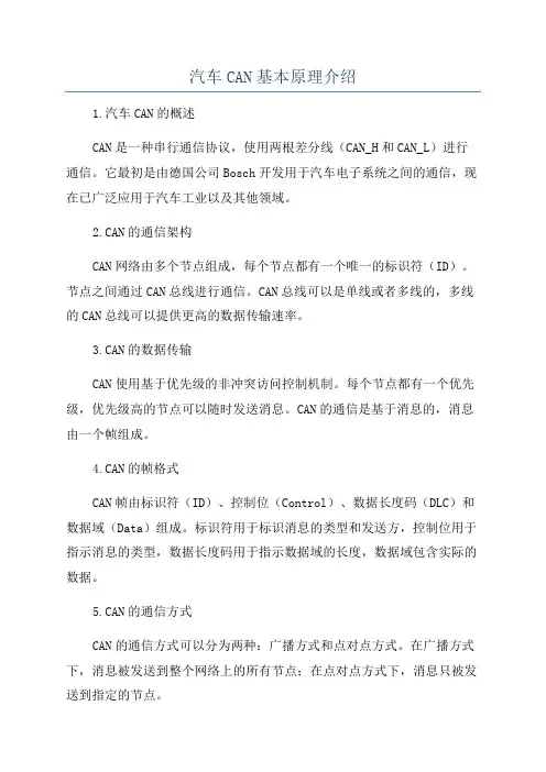 汽车CAN基本原理介绍