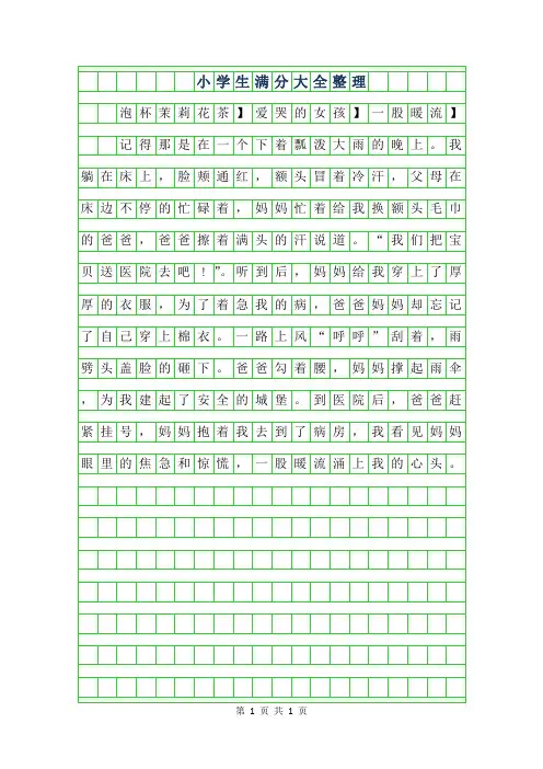 2019年小学生满分作文大全整理