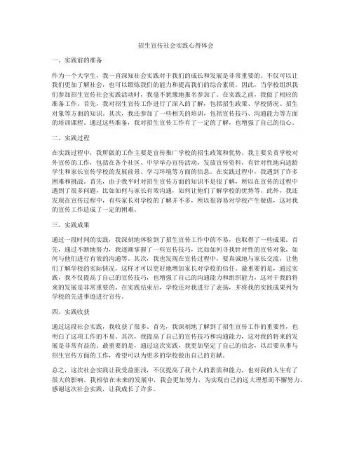 招生宣传社会实践心得体会
