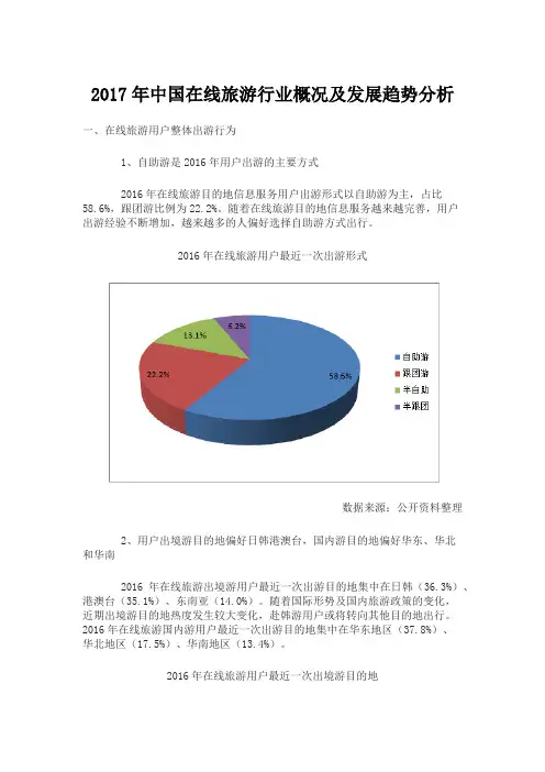2017年中国在线旅游发展概况与趋势