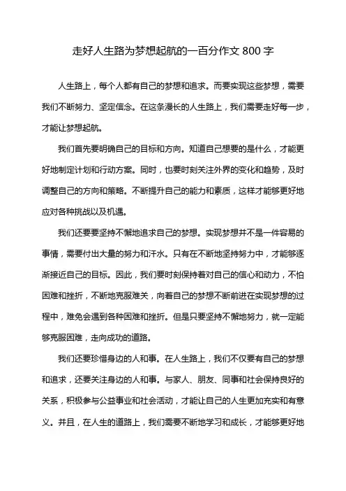 走好人生路为梦想起航的一百分作文800字