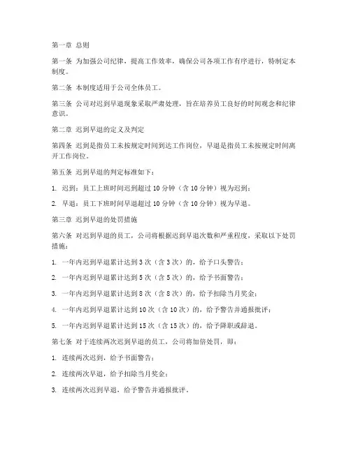 公司管理制度迟到早退处罚