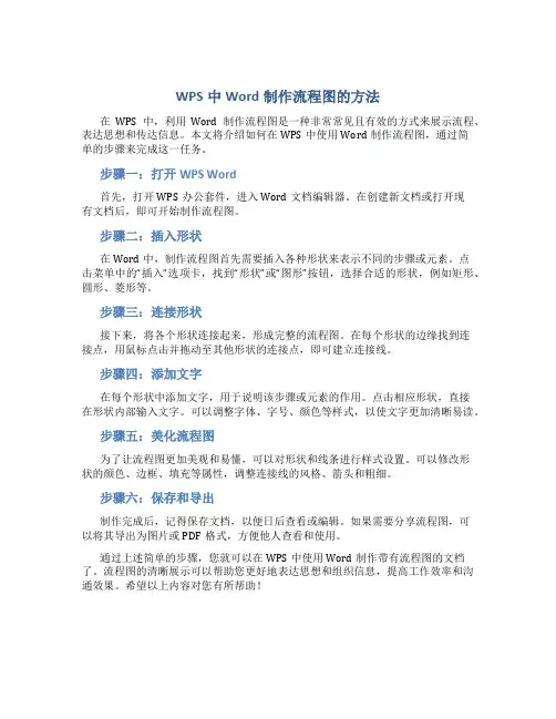 wps中word怎么制作流程图
