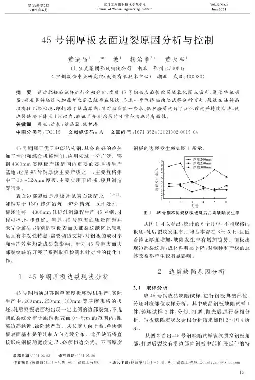 45号钢厚板表面边裂原因分析与控制