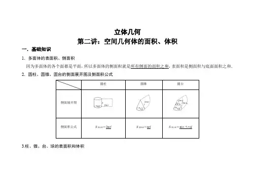 立体几何(空间几何体的面积、体积)