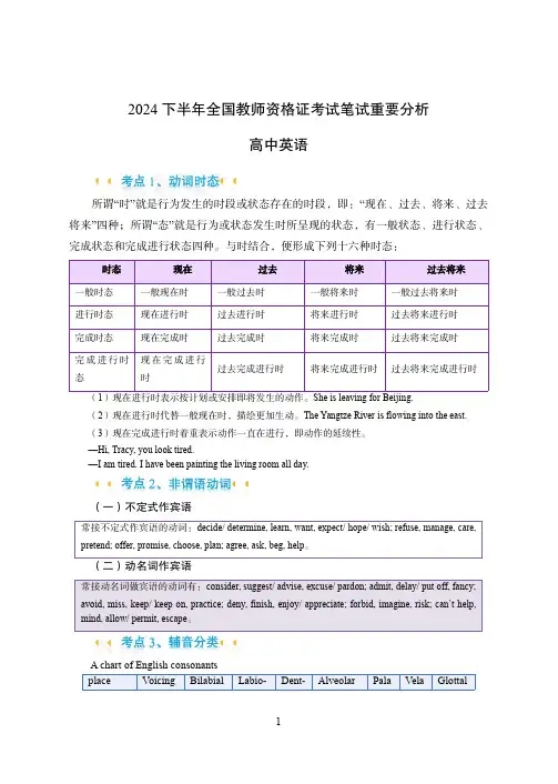 2024下半年教师资格证笔试预测知识点-高中英语