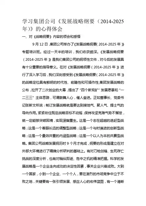 学习集团公司战略纲要心得体会-修改版