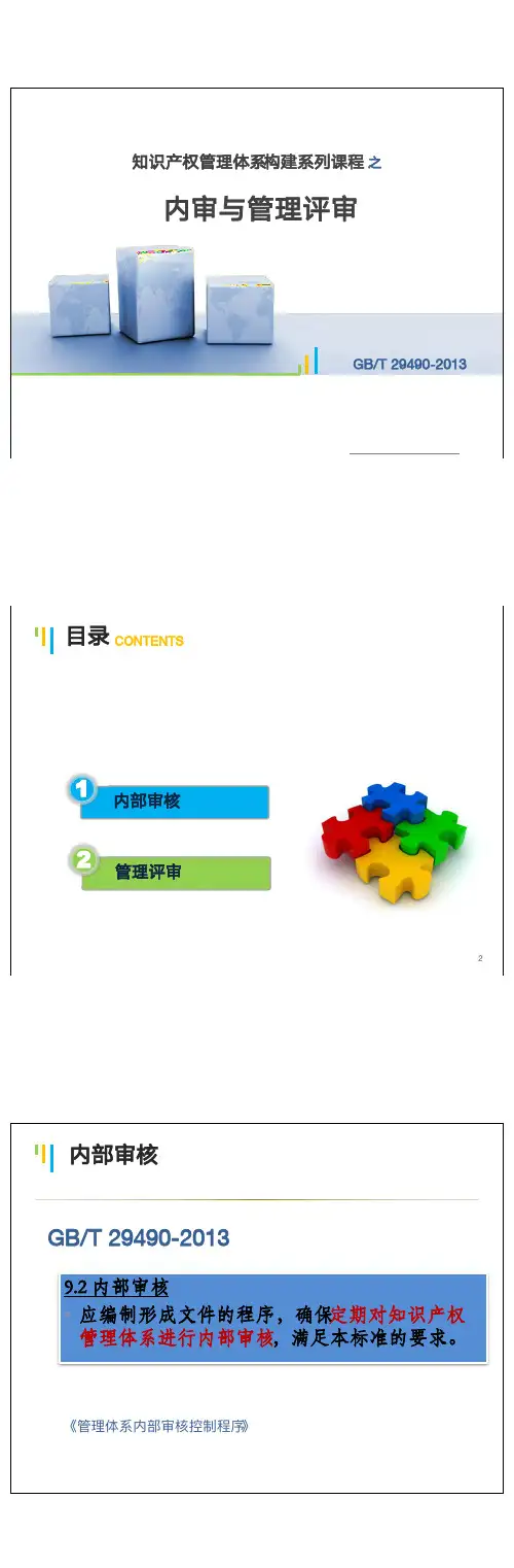 知识产权管理体系内审管理评审培训课件