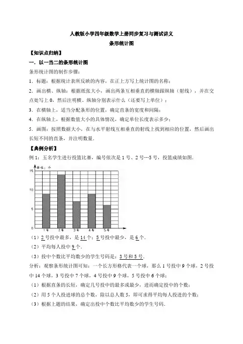 小学四年级上册数学讲义7.条形统计图   人教新课标版(含详解)