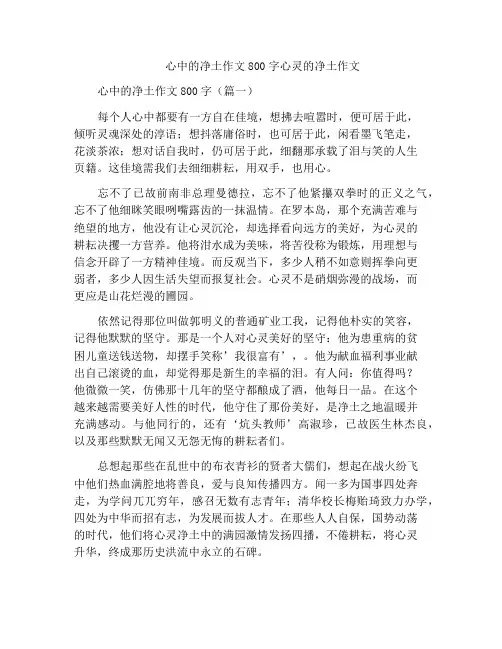 心中的净土作文800字心灵的净土作文