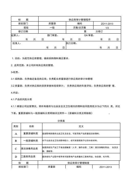 供应商审计管理制度