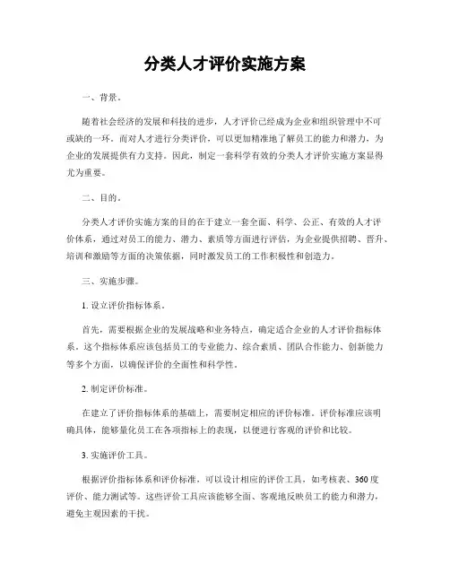 分类人才评价实施方案