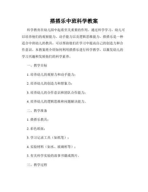 搭搭乐中班科学教案