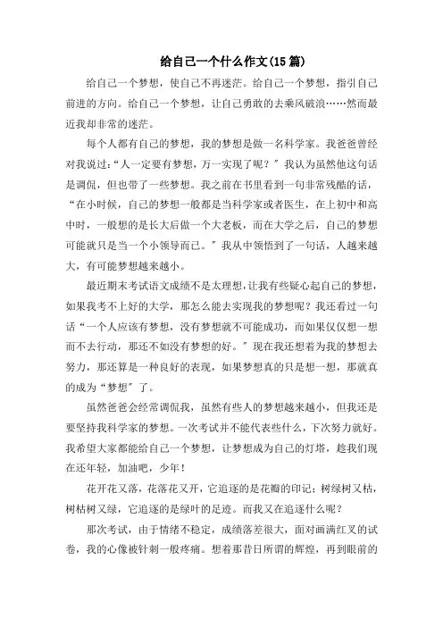 给自己一个什么作文(15篇)范文精选