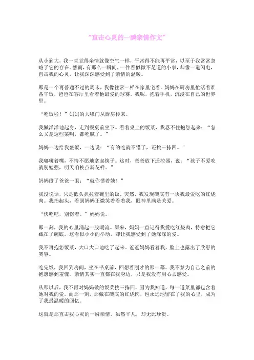 直击心灵的一瞬,亲情作文