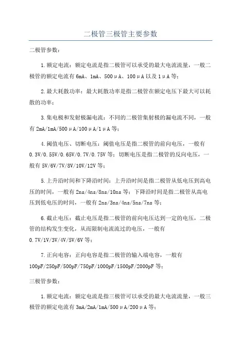 二极管三极管主要参数