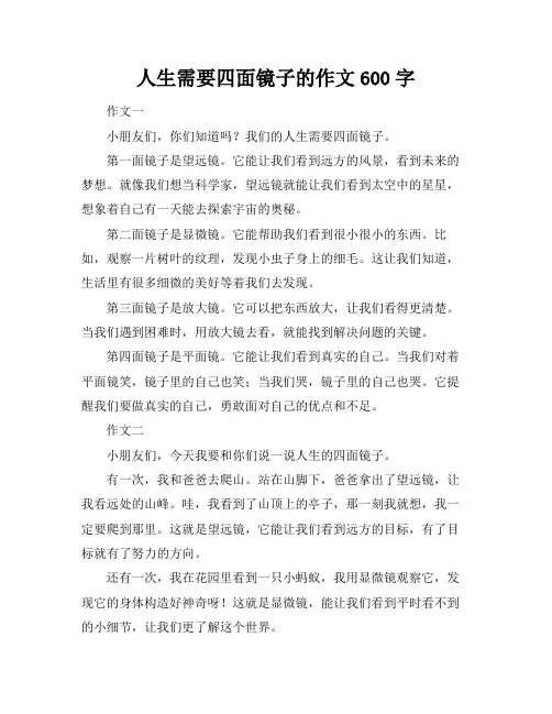 人生需要四面镜子的作文600字