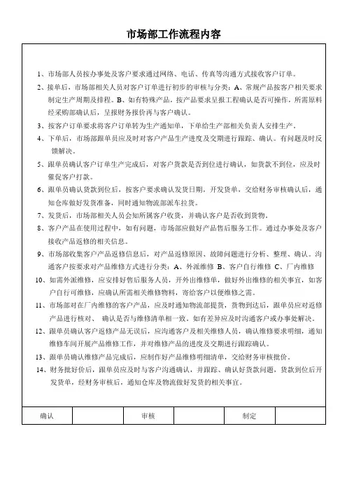 市场部工作流程内容