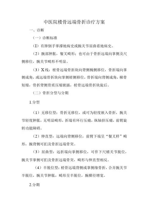 中医院桡骨远端骨折诊疗方案