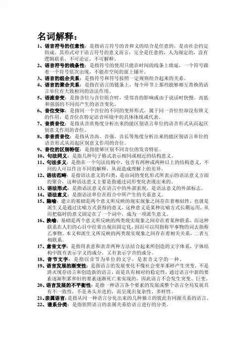 语言学纲要名词解释
