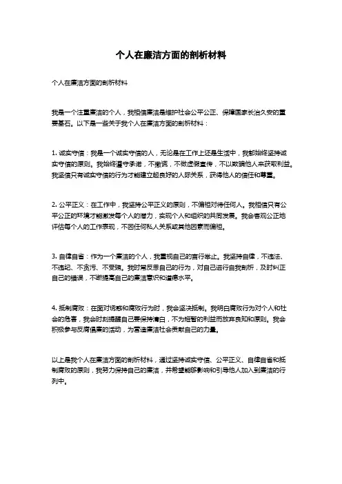 个人在廉洁方面的剖析材料