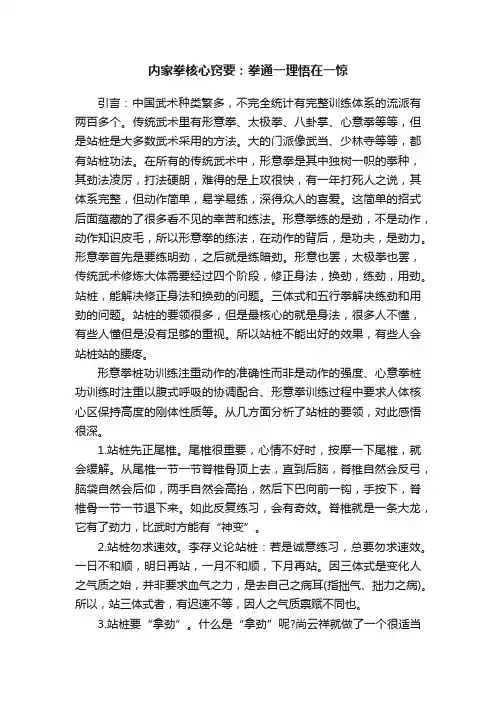 内家拳核心窍要：拳通一理悟在一惊