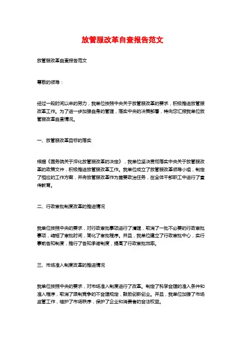 放管服改革自查报告范文