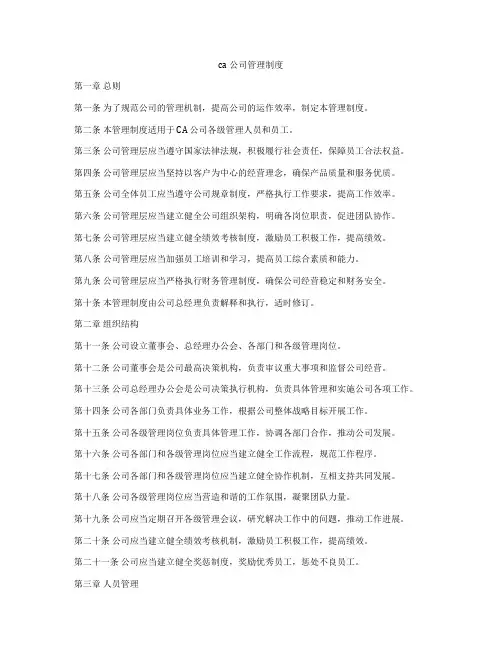ca公司管理制度