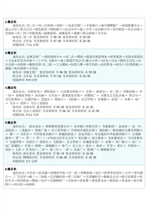 邯郸公交车路线