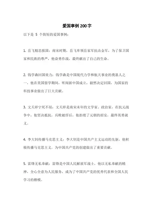 爱国事例200字
