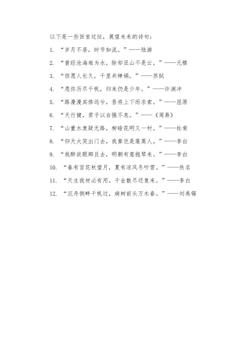 回首过往,展望未来的诗句