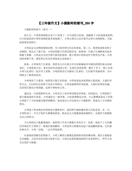 【三年级作文】小摄影师的续写_350字