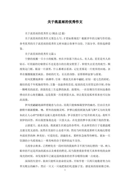 关于流星雨的优秀作文