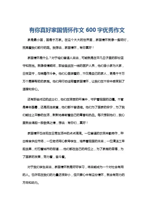 有你真好家国情怀作文600字优秀作文