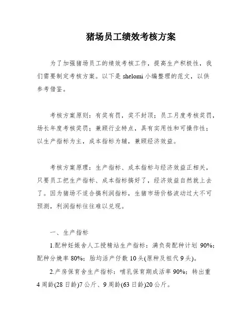 猪场员工绩效考核方案
