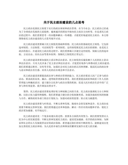 关于民主政治建设的几点思考