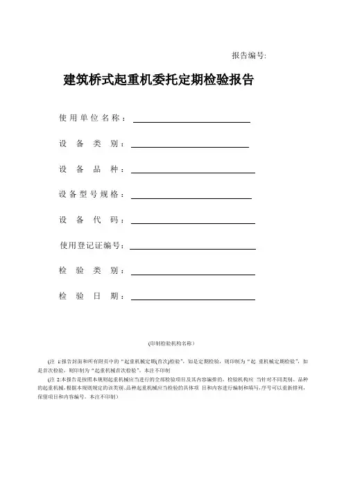 建筑桥式起重机委托定期检验报告