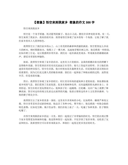 【想象】悟空来到我家乡 想象的作文500字