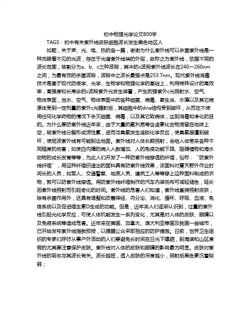 初中物理光学论文800字