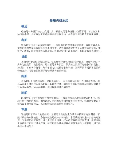 船舶类型总结