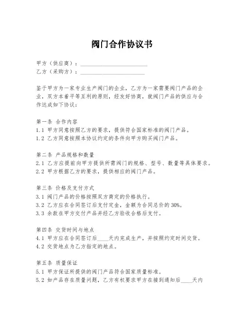 阀门合作协议书