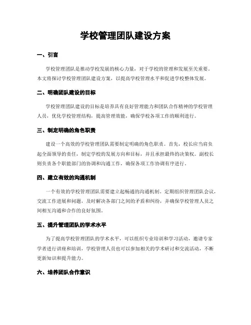 学校管理团队建设方案