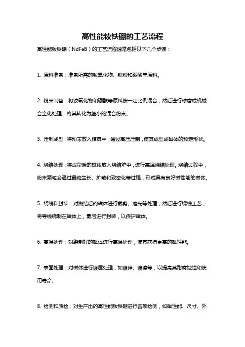 高性能钕铁硼的工艺流程