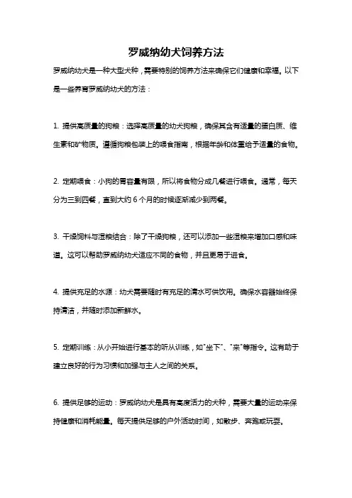 罗威纳幼犬饲养方法