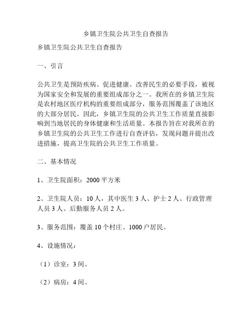 乡镇卫生院公共卫生自查报告