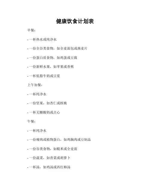 健康饮食计划表